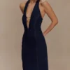 Shauna Denim Halter Midi Klänning – Indigo Blue Shauna Denim Halter Midi Klänning – Indigo Blue