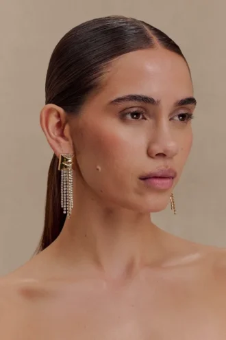 Shea Crystal Fringe Drop Earrings – Guld Shea Crystal Fringe Drop Earrings – Guld