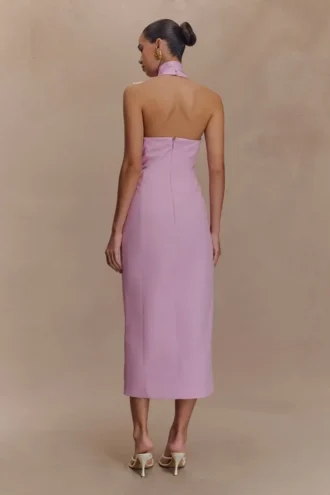 Simona halterneck-midiklänning – Blush Pink
