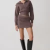 Skylaine stickad minikjol – brun melerad Skylaine stickad minikjol – brun melerad