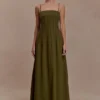 Sofie Pintuck linne maxiklänning – khaki Sofie Pintuck linne maxiklänning – khaki