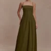 Sofie Pintuck linne maxiklänning – khaki Sofie Pintuck linne maxiklänning – khaki
