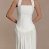 Stacie plisserad halterneck-maxiklänning – Ivory Stacie plisserad halterneck-maxiklänning – Ivory