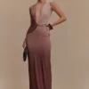 Stella draperad, figurnära maxiklänning – Mocha Ombre Stella draperad, figurnära maxiklänning – Mocha Ombre