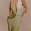 Stella draperad slinky maxiklänning – Ombre Vintage Olive Stella draperad slinky maxiklänning – Ombre Vintage Olive