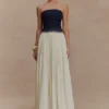 Suella Chiffon Denim Maxi Klänning – Indigo Blue