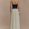Suella Chiffon Denim Maxi Klänning – Indigo Blue