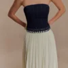 Suella Chiffon Denim Maxi Klänning – Indigo Blue