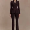 Suzie ribbad långärmad lång topp – choklad Suzie ribbad långärmad lång topp – choklad