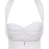 Talia halterneck-top i chiffong och linne – vit Talia halterneck-top i chiffong och linne – vit