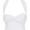 Talia halterneck-top i chiffong och linne – vit Talia halterneck-top i chiffong och linne – vit