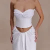 Talia halterneck-top i chiffong och linne – vit Talia halterneck-top i chiffong och linne – vit