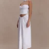 Talia draperad midikjol i linne – vit Talia draperad midikjol i linne – vit