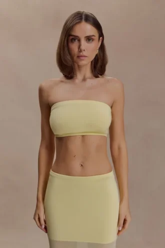 Tanyel stickad bandeau-top – Lemon