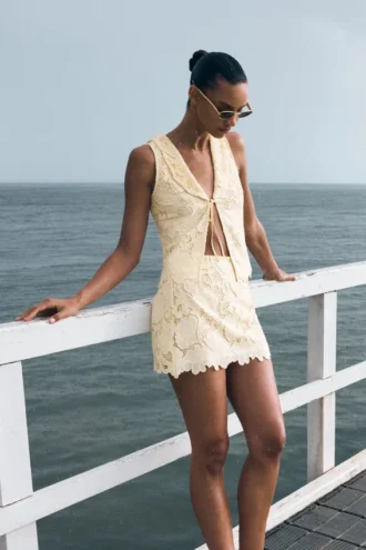 Tessa Broderie minikjol – citron