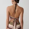 Thea halterneck-top i chiffong utan ärmar – Multi Stripe
