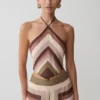 Thea halterneck-top i chiffong utan ärmar – Multi Stripe