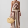 Thea halterneck-top i chiffong utan ärmar – Multi Stripe