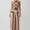 Thea halterneck-top i chiffong utan ärmar – Multi Stripe