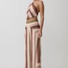 Thea halterneck-top i chiffong utan ärmar – Multi Stripe