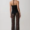 Theodosia asymmetrisk halterneck-top i spets – svart