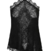 Theodosia asymmetrisk halterneck-top i spets – svart