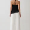 Theodosia asymmetrisk halterneck-top i spets – svart