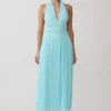 Thien Cowl Halter Midi-klänning – Blå Thien Cowl Halter Midi-klänning – Blå