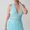 Thien Cowl Halter Midi-klänning – Blå Thien Cowl Halter Midi-klänning – Blå