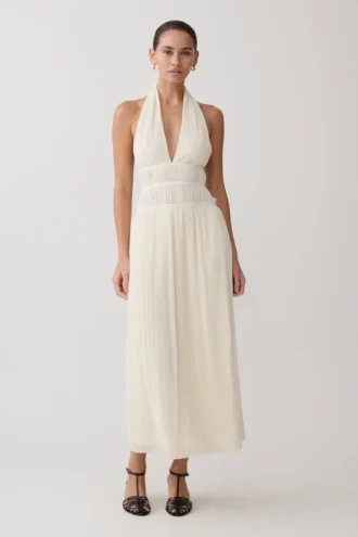 Thien Cowl Halter Midi Klänning – Ivory
