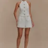 Tiara Halter Neck Suiting Top – Vit Tiara Halter Neck Suiting Top – Vit