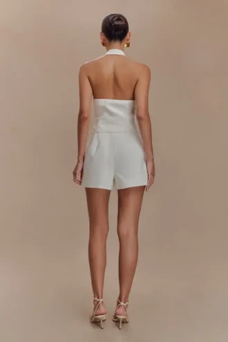 Tiara Halter Neck Suiting Top – Vit