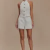 Tiara Halter Neck Suiting Top – Vit Tiara Halter Neck Suiting Top – Vit