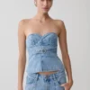 Tommy strapless Denim-top med spänne – klassiskt blå