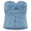 Tommy strapless Denim-top med spänne – klassiskt blå