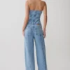 Tommy strapless Denim-top med spänne – klassiskt blå
