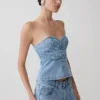 Tommy strapless Denim-top med spänne – klassiskt blå