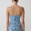 Tommy strapless Denim-top med spänne – klassiskt blå