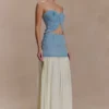 Tully Chiffon Denim Maxikjol – 80-talsblå Tully Chiffon Denim Maxikjol – 80-talsblå