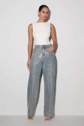 Tyla Diamante-Denim-jeans – blå/grön