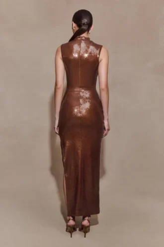 Veronica Sequin Midi Klänning – Chocolate