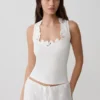 Vianna Broderie Ribbed Tank Top – Elfenben Vianna Broderie Ribbed Tank Top – Elfenben