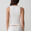 Vianna Broderie Ribbed Tank Top – Elfenben Vianna Broderie Ribbed Tank Top – Elfenben