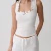Vianna Broderie Ribbed Tank Top – Elfenben Vianna Broderie Ribbed Tank Top – Elfenben