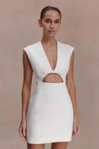 Victoria Cut Out Suiting Mini Klänning – Ivory