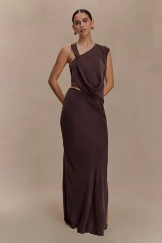 Violeta maxikjol – mörk choklad