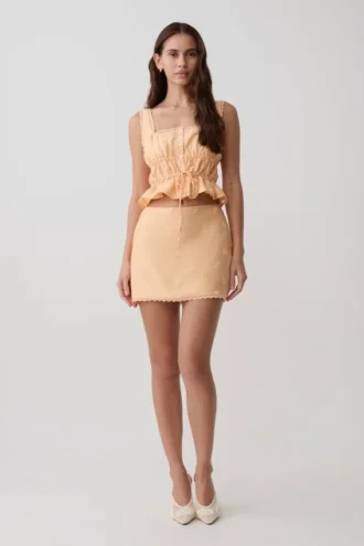 Vivian broderad minikjol – orange