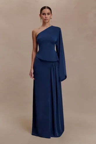 Vivica Slinky rynkad maxikjol – Midnight Navy