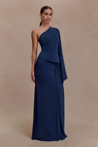 Vivica Slinky rynkad maxikjol – Midnight Navy