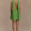 Wynter draperad miniklänning med sjal – grön Wynter draperad miniklänning med sjal – grön